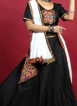 Black Blended Kutch N Mirror Work Chaniya Choli Festive Wear