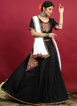 Black Blended Kutch N Mirror Work Chaniya Choli Festive Wear -Mahra Clothing Shop black blended kutch n mirror work chaniya choli ghsom2776 u
