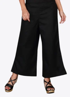 Black Cotton Culottes After Six Wear -Mahra Clothing Shop black cotton culottes wbcul0012b b