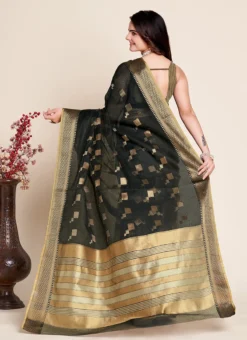 Black Cotton Kota Saree Festive Wear -Mahra Clothing Shop black cotton kota saree sasacw9503 b