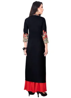 Black Cotton Kurta Palazzo Set After Six Wear -Mahra Clothing Shop black cotton kurta palazzo set krsdmf250 b