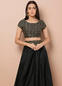 Black Cotton Kurta Skirt Set After Six Wear -Mahra Clothing Shop black cotton kurta skirt set krsdmf330n b