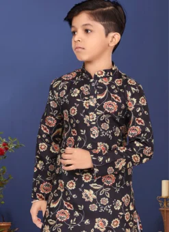 Black Cotton Printed Boys Kurta Pyjama -Mahra Clothing Shop black cotton printed boys kurta pyjama kdbmvs620 b