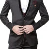 Black Cotton Rayon Lapel Suit