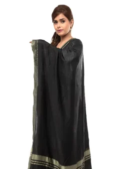 Black Cotton Slub Weaving Work Dupatta Work Wear -Mahra Clothing Shop black cotton slub weaving work dupatta dpdmimfd086 b
