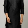 Black Dupion Silk Embroidery Kurta