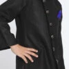 Black Dupion Silk Indowestern Sherwani Wedding Wear
