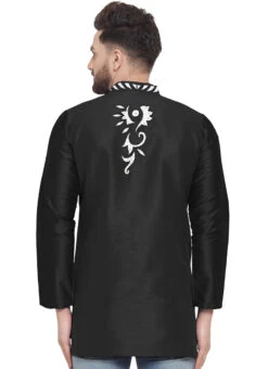 Black Dupion Silk Kurta -Mahra Clothing Shop black dupion silk kurta kudmf723bk b