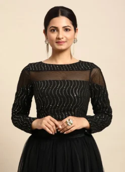 Black Embroidered Blouse Festive Wear -Mahra Clothing Shop black embroidered blouse BLBS02305178 u