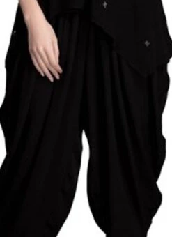Black Faux Crepe Patiala Pant Work Wear