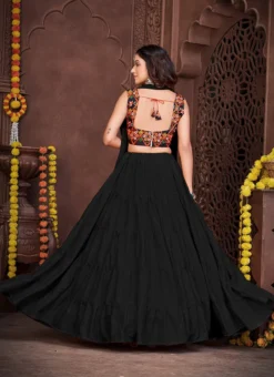 Black Faux Georgette Mirror Chaniya Choli Festive Wear -Mahra Clothing Shop black faux georgette mirror chaniya choli ghsacw7525 b