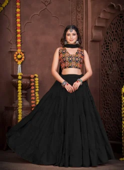 Black Faux Georgette Mirror Chaniya Choli Festive Wear -Mahra Clothing Shop black faux georgette mirror chaniya choli ghsacw7525 u