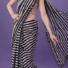 Black Faux Georgette Sari After Six Wear