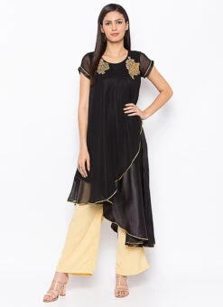Black Georgette Embroidered Kurta Palazzo Set After Six Wear -Mahra Clothing Shop black georgette embroidered kurta palazzo set krsmnc1973ks u
