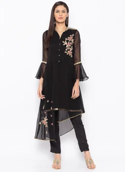 Black Georgette Embroidered Kurta Straight Pant Set After Six Wear -Mahra Clothing Shop black georgette embroidered kurta straight pant set krsmnc1988ks u