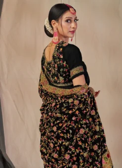 Black Georgette Embroidered Saree Festive Wear -Mahra Clothing Shop black georgette embroidered saree sasnf5791 b