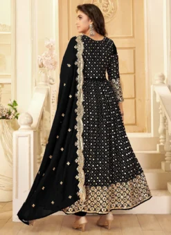Black Georgette Mirror Embroidered Anarkali Suit Party Wear 7 Black Georgette Mirror Embroidered Anarkali Suit Party Wear -Mahra Clothing Shop black georgette mirror embroidered anarkali suit slsaj31381114 b