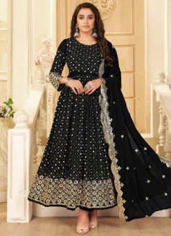Black Georgette Mirror Embroidered Anarkali Suit Party Wear 6 Black Georgette Mirror Embroidered Anarkali Suit Party Wear -Mahra Clothing Shop black georgette mirror embroidered anarkali suit slsaj31381114 u