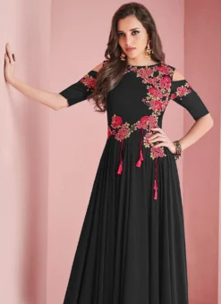 Black Georgette Salwar Set Work Wear -Mahra Clothing Shop black georgette salwar set krsdmfn755 b