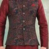 Black Jacquard Silk Printed Nehru Jacket