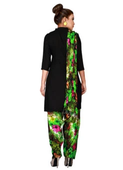 Black N Green Cotton Semi Patiala Pant After Six Wear -Mahra Clothing Shop black n green cotton semi patiala pant wbpat082 b