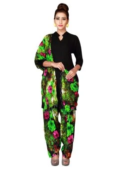 Black N Green Cotton Semi Patiala Pant After Six Wear -Mahra Clothing Shop black n green cotton semi patiala pant wbpat082 u