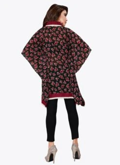 Black N Maroon Georgette Kaftan After Six Wear -Mahra Clothing Shop black n maroon georgette kaftan kfmnc006 b