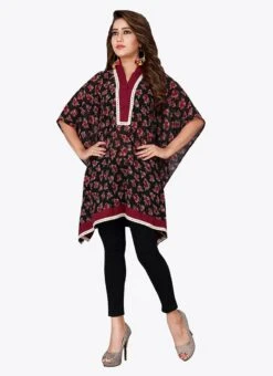 Black N Maroon Georgette Kaftan After Six Wear -Mahra Clothing Shop black n maroon georgette kaftan kfmnc006 u