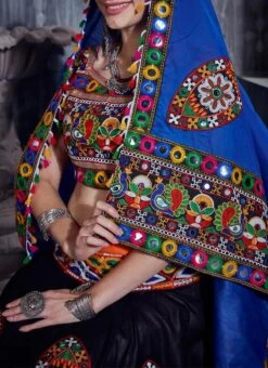 Black N Orange Cotton Embroidered Chaniya Choli Party Wear