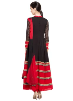 Black N Red Ankle Length Anarkali Suit After Six Wear -Mahra Clothing Shop black n red ankle length anarkali suit slmnc1680 b