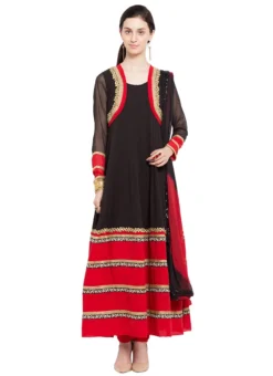 Black N Red Ankle Length Anarkali Suit After Six Wear -Mahra Clothing Shop black n red ankle length anarkali suit slmnc1680 u