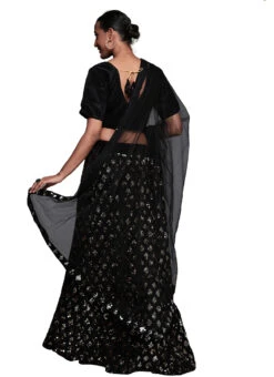Black N Silver Velvet Sequins A Line Lehenga Festive Wear -Mahra Clothing Shop black n silver velvet sequins a line lehenga ghsstsktmba7636 b