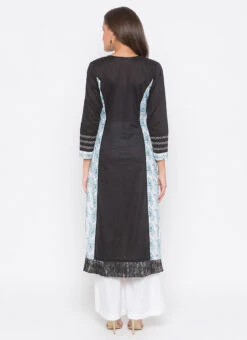 Black N White Cotton Printed Kurta Palazzo Set After Six Wear -Mahra Clothing Shop black n white cotton printed kurta palazzo set krsmnc1991ks b