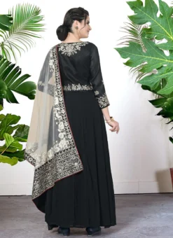 Black Net Dupatta Embroidery Georgette Anarkali Suit Party Wear -Mahra Clothing Shop black net dupatta embroidery georgette anarkali suit slsdi1707bl b