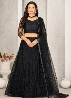 Black Net Embroidered Umbrella Lehenga Party Wear -Mahra Clothing Shop black net embroidered umbrella lehenga ghsprt16928 u