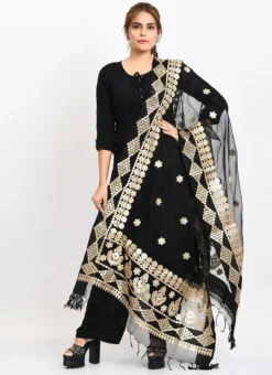 Black Organza Cotton Gota Work Dupatta Work Wear -Mahra Clothing Shop black organza cotton gota work dupatta dpdmimfd105 u