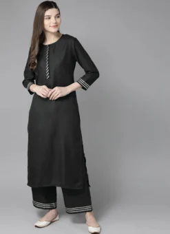 Black Rayon Kurta Palazzo Set Party Wear -Mahra Clothing Shop black rayon kurta palazzo set krsdmf7152g u