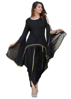 Black Rayon Kurta Patiyala Set Work Wear -Mahra Clothing Shop black rayon kurta patiyala set krsdmf913 u