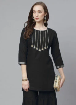 Black Rayon Kurta Sharara Set Party Wear 7 Black Rayon Kurta Sharara Set Party Wear -Mahra Clothing Shop black rayon kurta sharara set krsdmf7150g b