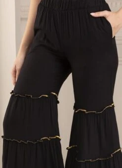 Black Rayon Sharara Pant Work Wear
