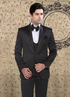 Black Satin Suit 5 Black Satin Suit -Mahra Clothing Shop black satin suit sumdc3040 b