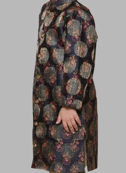 Black Silk Printed Kids Boys Classic Sherwani Party Wear