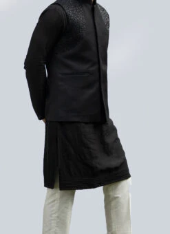 Black Suiting Fabric Hand Embroidery Jacket