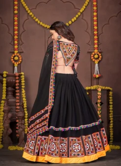 Black Rayon Mirror Chaniya Choli Festive Wear -Mahra Clothing Shop black viscose mirror chaniya choli ghsacw7521 b