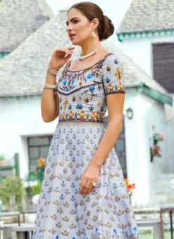 Blue Art Silk Anarkali Gown Party Wear 7 Blue Art Silk Anarkali Gown Party Wear -Mahra Clothing Shop blue art silk anarkali gown bgwsjssb1209 b