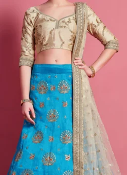 Blue Art Silk Designer A Line Lehenga Party Wear