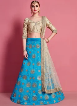 Blue Art Silk Designer A Line Lehenga Party Wear -Mahra Clothing Shop blue art silk designer a line lehenga ghsak4604 u
