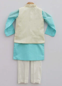 Sky Blue Cotton Embroidery Bandi Set Party Wear 5 Sky Blue Cotton Embroidery Bandi Set Party Wear -Mahra Clothing Shop blue cotton embroidery bandi set kdbdsof1041 b