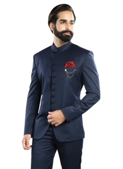 Blue Cotton Rayon Bandhgala Suit -Mahra Clothing Shop blue cotton rayon bandhgala suit sumdc3422 b