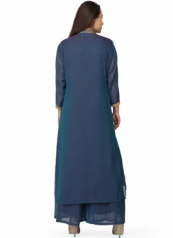 Blue Crepe Kurta Palazzo Suit Party Wear 7 Blue Crepe Kurta Palazzo Suit Party Wear -Mahra Clothing Shop blue crepe kurta palazzo suit krskifh99660001159 b